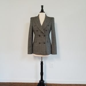 Zara 100% wool blazer plaid double breasted 6